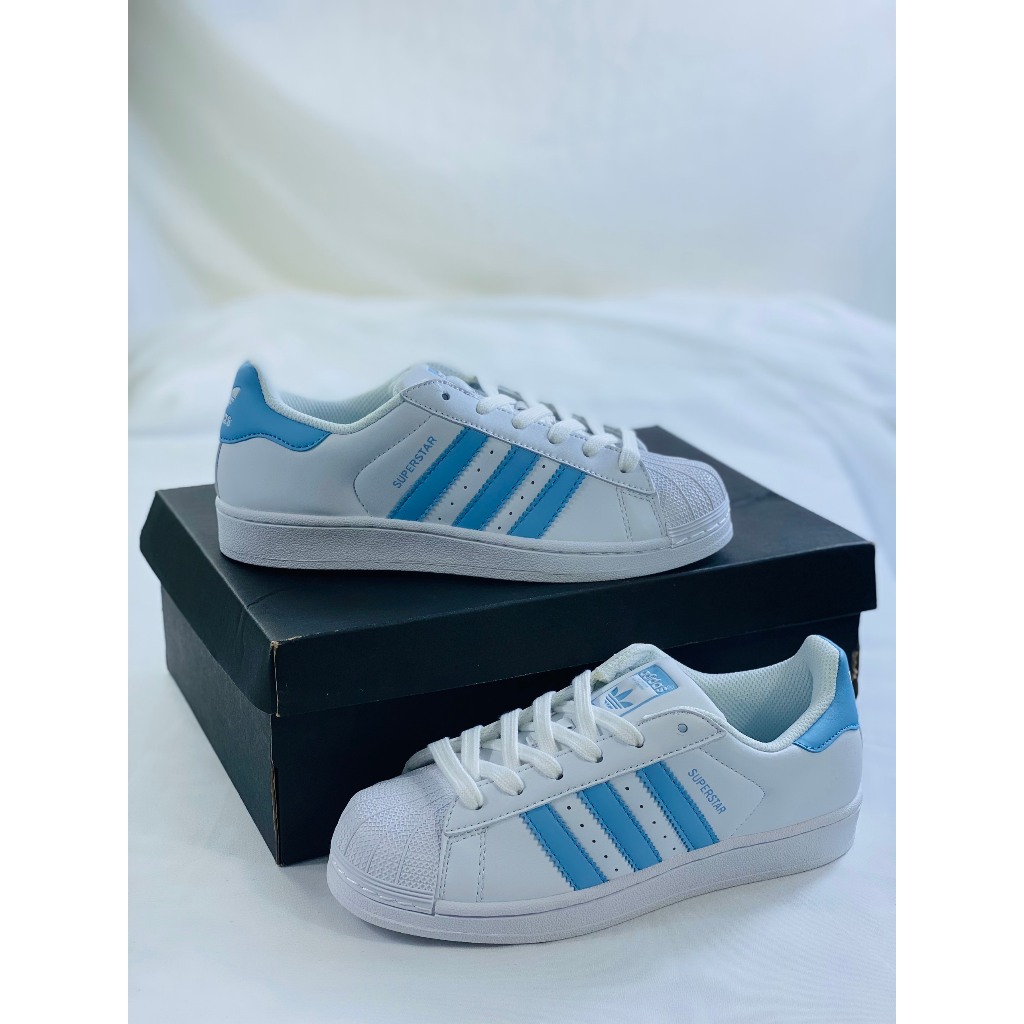 [Tiệm Giày Lê Định] Giày Thể Thao Adidas_Superstar Foundation J ‘Light Blue’, Giày Sneaker Sò Gót Xanh Da Trời Cổ Thấp