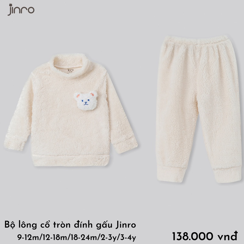 Bộ dài tay lông jinro bé mặc mùa đông ấm áp
