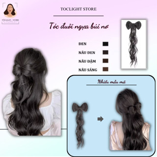  Tóc giả đuôi ngựa nửa đầu búi nơ cực xinh- Nơ cài nửa đầu đuôi ngựa Xoăn nhẹ dài 35cm - 35 