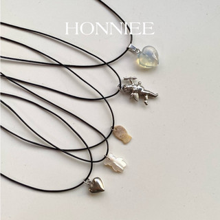  Vòng cổ nữ dây da phủ sáp Honniee- mặt dây Trendy kích thước 37cm 3cm mắc xích khoá cài thép không g 
