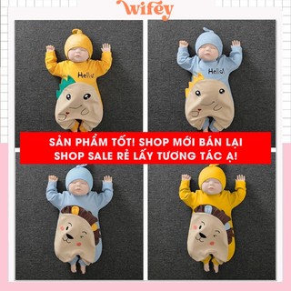 Bodysuit cho bé - bộ Body dài tay kèm mũ cho bé Trai bé Gái Từ 0-24 tháng tuổi - bé mặc cực xinh