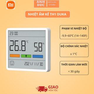Nhiệt Ẩm Kế - Đồng Hồ Đo Nhiệt Độ Và Độ Ẩm TH1 Duka - Độ Chính Xác Cao,Cập Nhật Nhanh,Màn Hình Lớn 3.67 inch,BH 12 Tháng