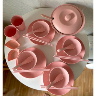 Hàng Loại 1 - Bộ Chén Bát Tô Muỗng Đĩa Đũa Ly chén nước chấm bằng Lúa Mạch - Combo full 8 Món y hình-HÀNG CÓ SẴN DECOR