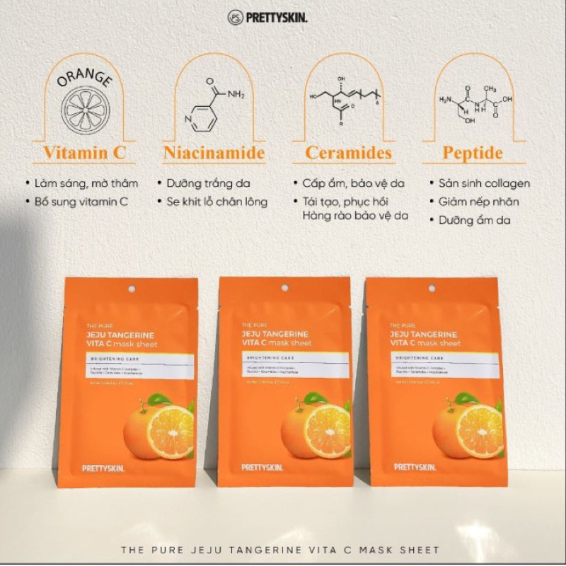 Mặt Nạ Dưỡng Trắng Da Vitamin C Prettyskin