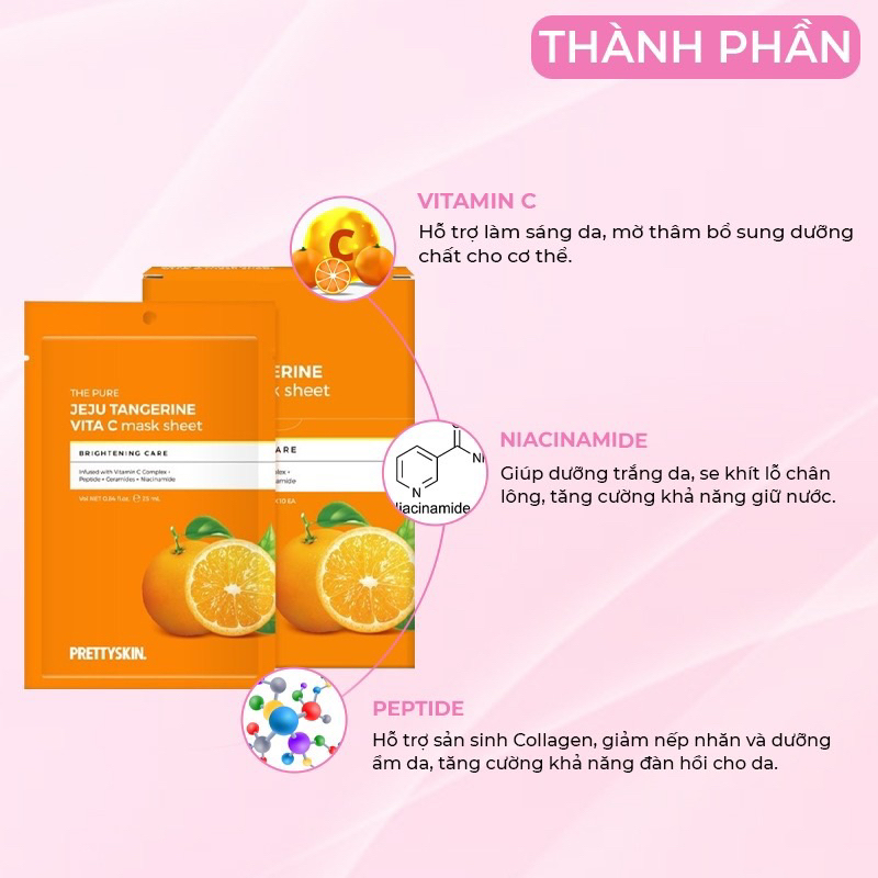 Mặt Nạ Dưỡng Trắng Da Vitamin C Prettyskin