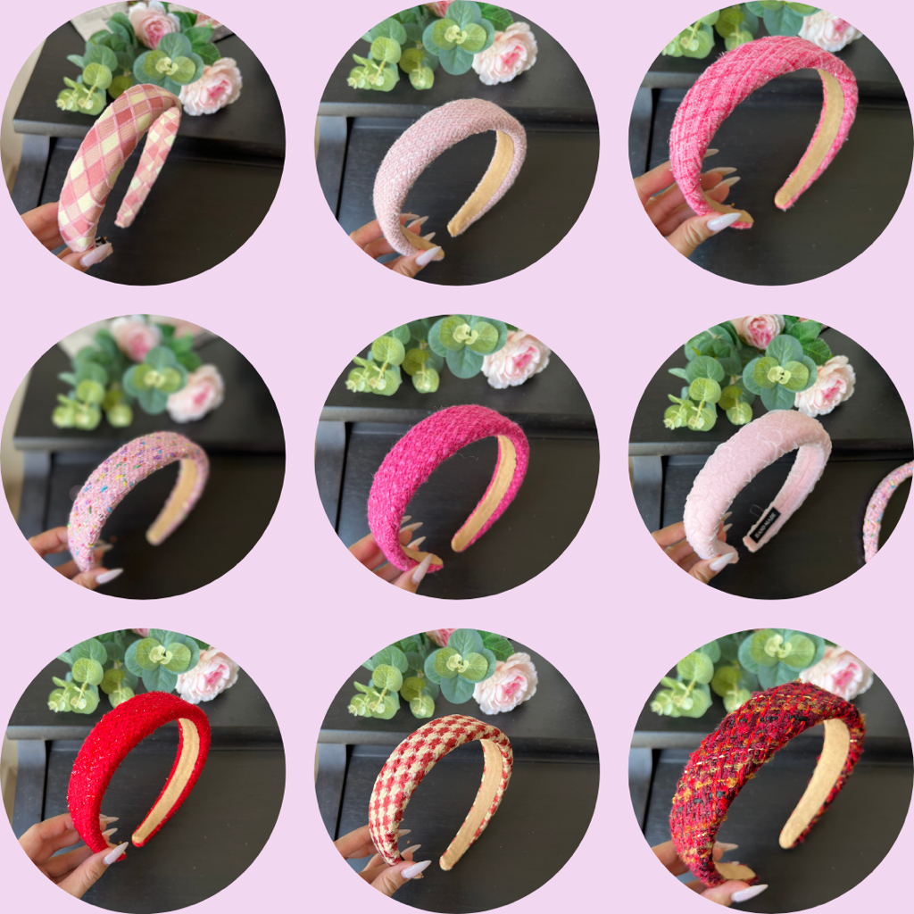 Băng Đô Tóc, Bờm Cài Tóc Màu Đỏ Bản To Hoạ Tiết Siêu Xinh Chất Dạ Hottrend  Douyin Style