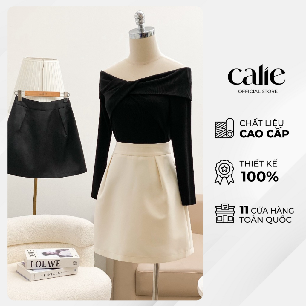Chân váy nữ tafta dáng A ly súp dễ phối đồ CALIE CA098