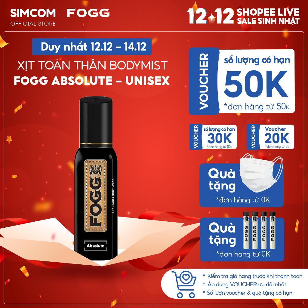Xịt toàn thân nước hoa FOGG Absolute, dùng để khử mùi,tạo mùi thơm,dùng được cho cả nam và nữ,lưu hương lâu đến 8 tiếng