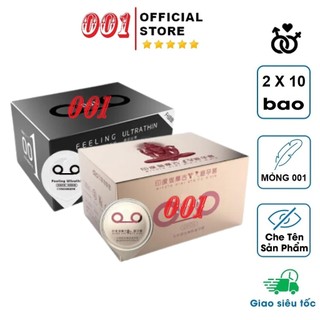 Combo 2 hộp bao cao su siêu mỏng 001, bcs 001 đen Feeling Ultrathin nhiều gel, bcs 001 gamma yellow gân gai kéo dài tg