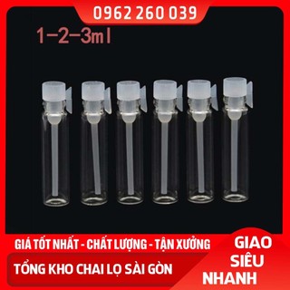 100 ống chiết/vỏ chiết/lọ đựng mẫu thử nước hoa1ml, 2ml, 3ml, chai lọ thủy tinh chiết mỹ phẩm, đựng tinh dầu, tinh chất