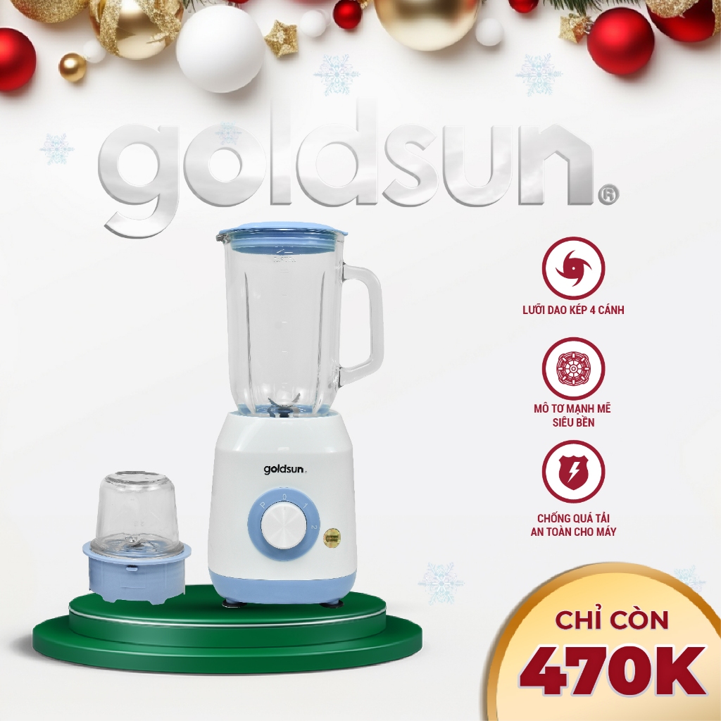 Máy xay sinh tố Goldsun GBL4104 công suất 400W, 2 cối thủy tinh cao cấp