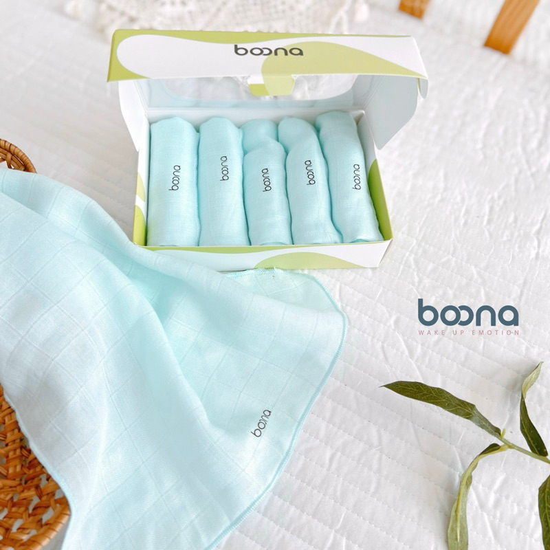 Khăn Sữa Sợi Tre Boona Set 5 Cái Mềm Mịn, Rửa Mặt, Tắm Cho Bé Sơ Sinh KT 30*30CM Shop Uni Baby