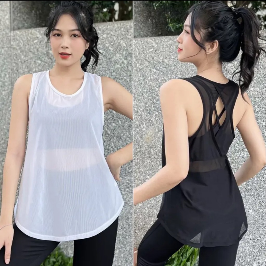 Áo tanktop nữ lưới 💖 𝑭𝑹𝑬𝑬𝑺𝑯𝑰𝑷 💖 áo khoác ngoài tập gym yoga aerobic nữ - T02