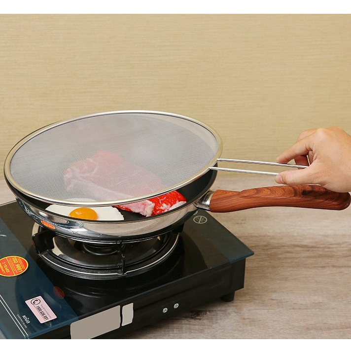 Nắp lưới Inox chắn dầu mỡ chiên xào - vung đậy nồi chảo nhà bếp chống văng