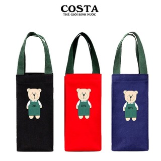  Túi vải đựng bình nước COSTA túi vải đựng cốc giữ nhiệt có hình gấu cute dễ thương 
