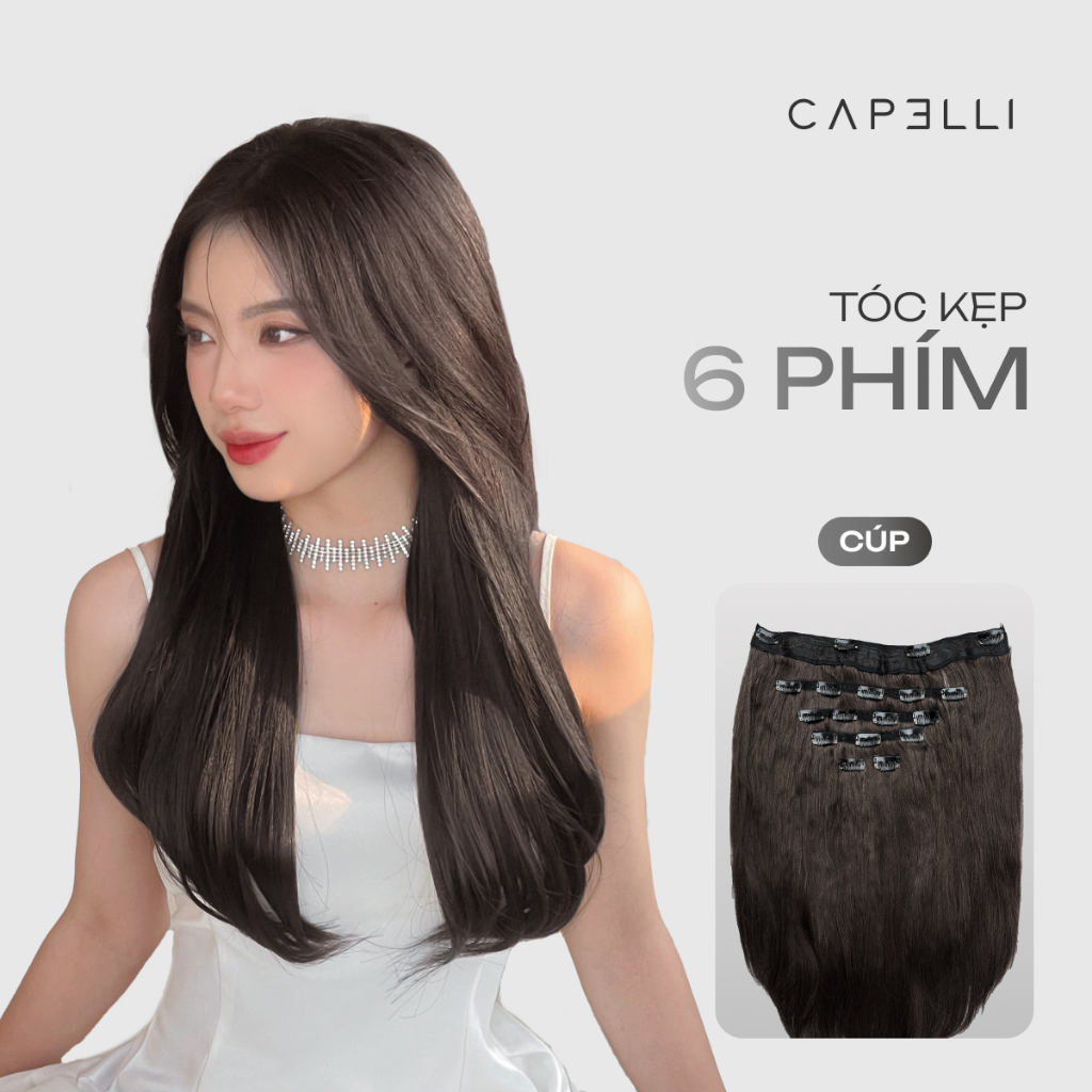 Tóc Kẹp 6 Phím CAPELLI Dáng Cúp 40cm