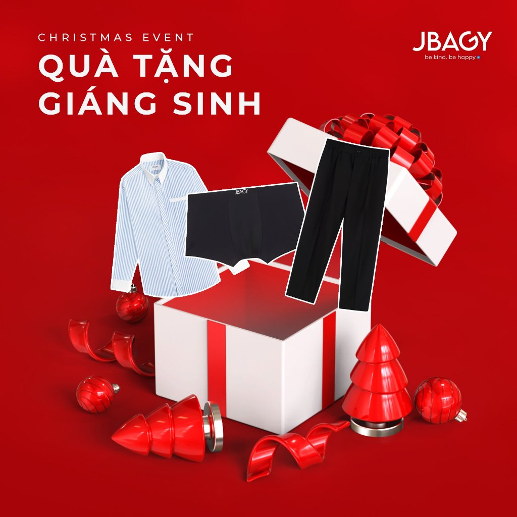 Phần quà tri ân khách hàng gồm áo sơ mi, áo polo, áo thun, quần âu kèm xịt thơm JBAGY