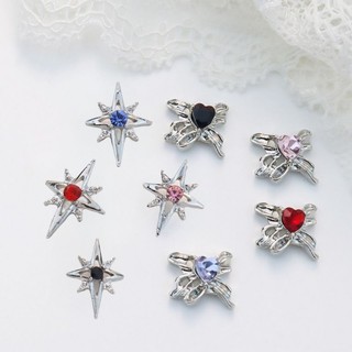 Charm soa 4 cánh,charm nơ đá tim gắn trang trí móng tay