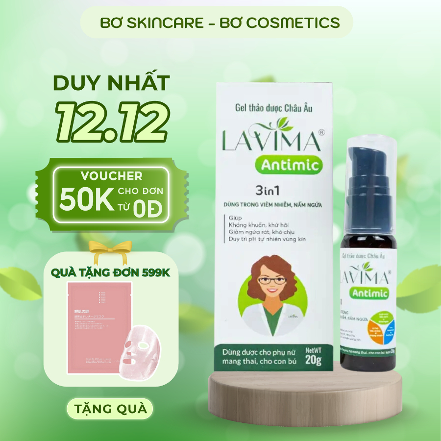 Gel bôi thảo dược LAVIMA ANTIMIC giảm nhanh cơn ngứa, khử mùi vùng Y