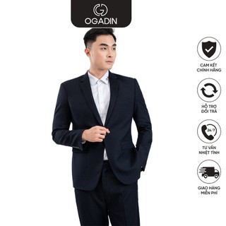 Bộ vest nam OGADIN bộ vest cao cấp hoạ tiết kẻ trẻ trung lịch lãm OBV002