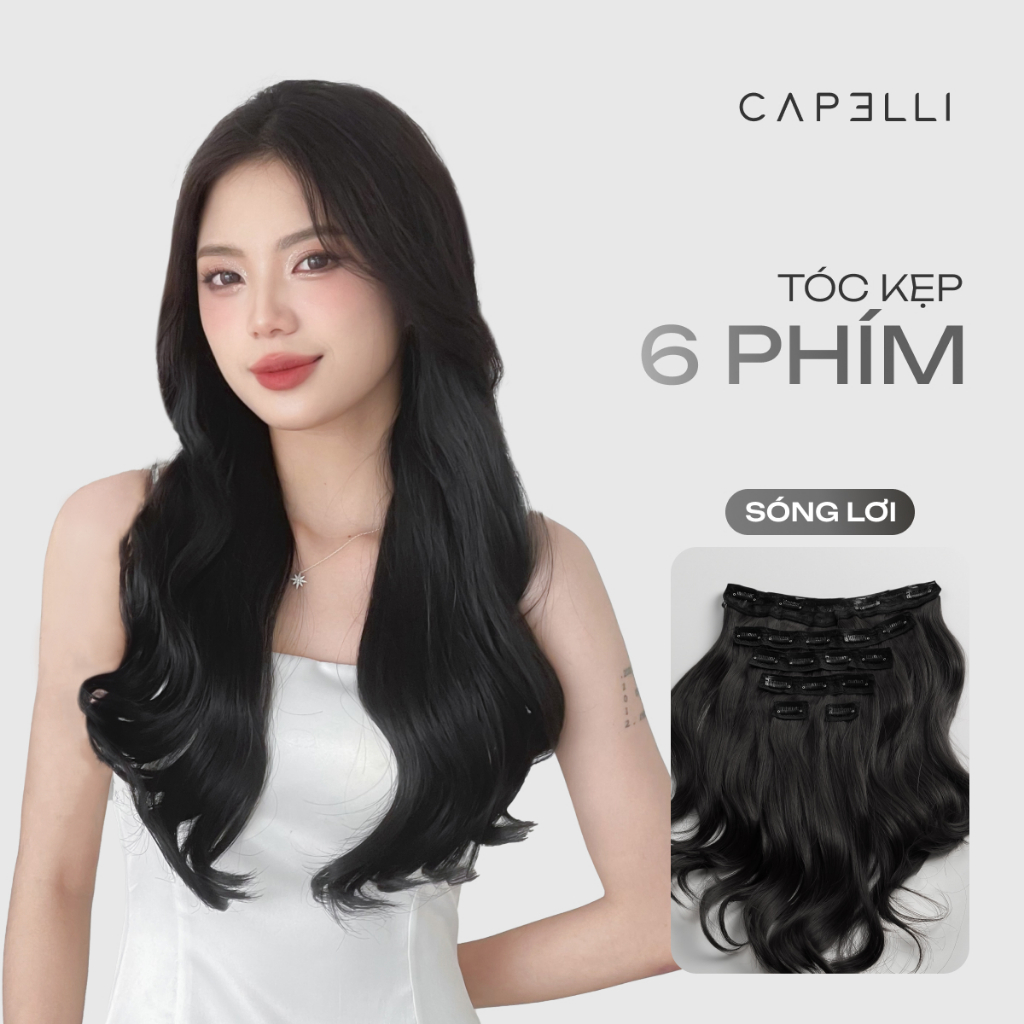 Tóc Kẹp 6 Phím CAPELLI Xoăn Sóng Lơi 40-50cm