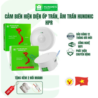 Cảm Biến Hiện Diện Ốp Trần, Âm Trần Hunonic HPR, Phát Hiện Chính Xác Con Người, Người Còn Thở Là Đèn Còn Sáng, BH 1