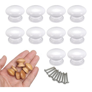 Tay nắm gỗ tròn, tay nắm cửa, núm cửa tủ,ngăn kéo, Cánh tủ . màu trắng, màu đen, sơn dầu