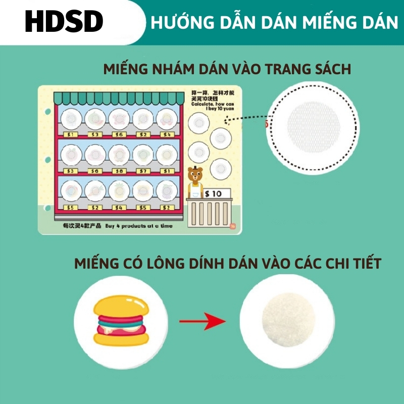 Học liệu bóc dán toán học thông minh Mathematics Quiet Book, Đồ chơi giáo dục Montessori cho bé tái sử dụng nhiều lần