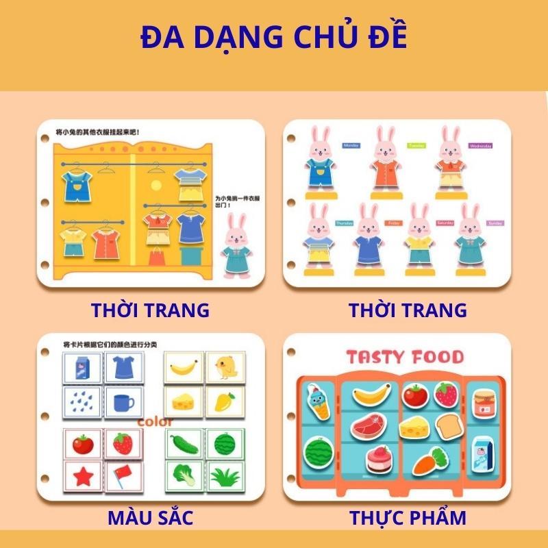 Học liệu bóc dán Montessori 17 chủ đề cuộc sống, Đồ chơi giáo dục cho bé tái sử dụng nhiều lần BabyGym