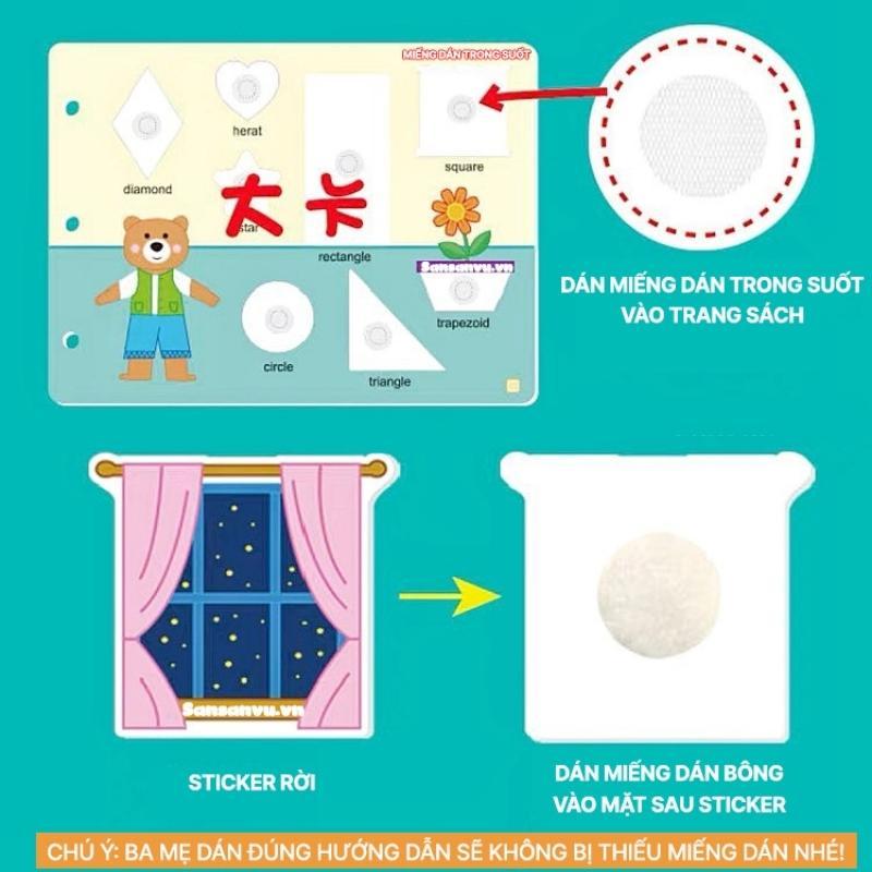 Học liệu bóc dán Montessori 17 chủ đề cuộc sống, Đồ chơi giáo dục cho bé tái sử dụng nhiều lần BabyGym