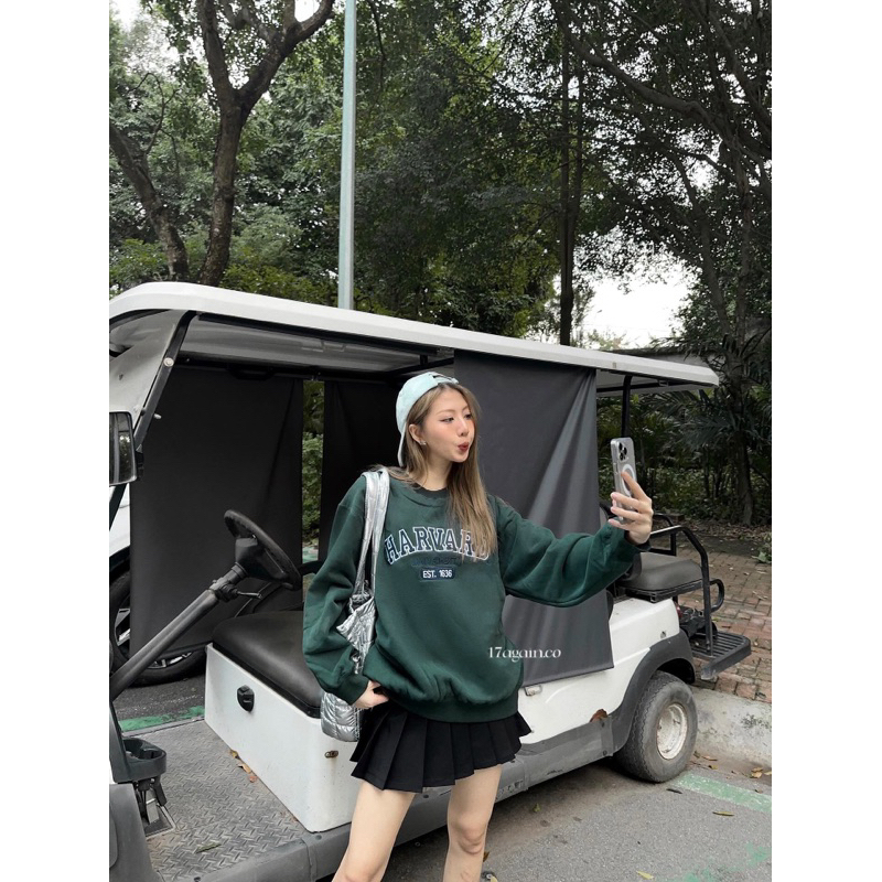 Áo Sweater nỉ bông thêu chữ“Havard” dày dặn siêu ấm áp hàng nỉ bông l1 không xù