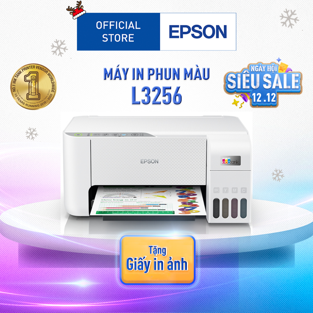 [Mã ELCL12 giảm 9% đơn 300K] Máy In Phun Màu Epson Ecotank L3256 Tích Hợp Khả Năng In Di Động Và Chia Sẻ Hiện Đại