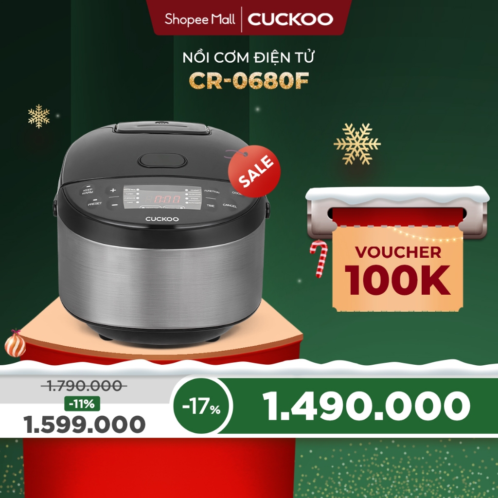 Nồi cơm điện tử Cuckoo 1.08L CR-0680F đa chức năng, thiết kế hiện đại - Bảo hành 2 năm - Hàng chính hãng Cuckoo