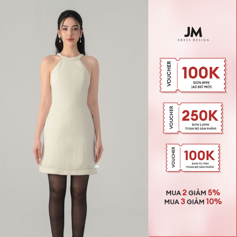 JM Dress Desgin - Đầm tweed cổ yếm 1F23.2210TW