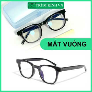 Mắt kính dáng vuông nam nữ phong cách hàn thời trang sang chảnh lắp được mắt cận bản lề hợp kim hottrend