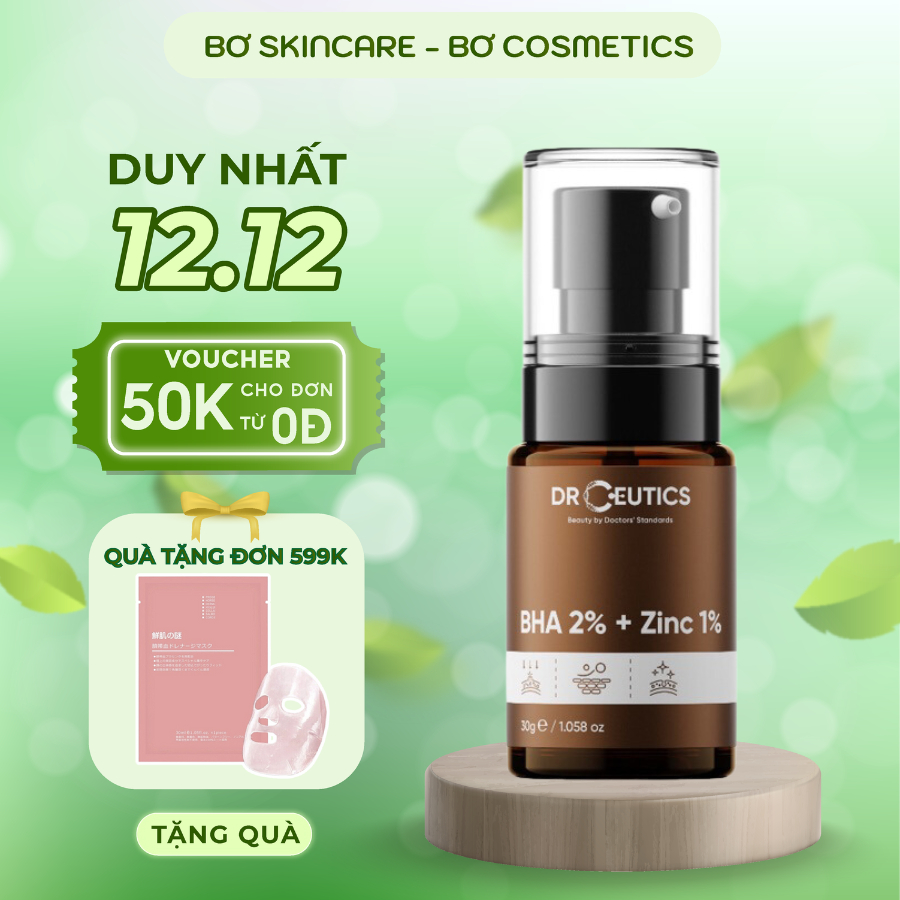 ( CHÍNH HÃNG) Serum DrCeutics Giảm Mụn Và Phục Hồi Da Sau Mụn DRCEUTICS BHA 2% + ZinC 1%