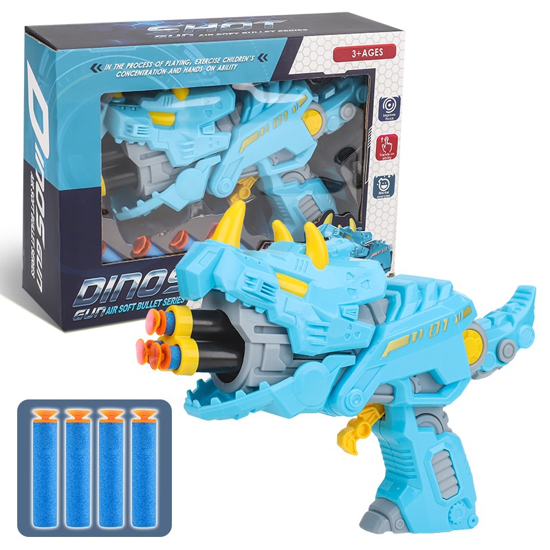 Đồ chơi viên xốp biến hình, Máy phóng viên xốp, Đồ chơi trẻ em kèm viên xốp hình khủng long, Đồ chơi khủng long