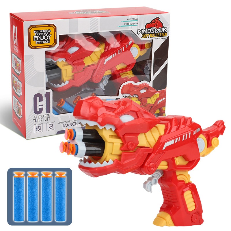 Đồ chơi viên xốp biến hình, Máy phóng viên xốp, Đồ chơi trẻ em kèm viên xốp hình khủng long, Đồ chơi khủng long