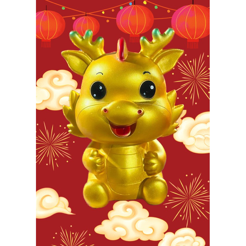 Ống tiết kiệm tạo hình tượng Rồng vàng gold linh vật 2024 Tiệm Mẹ Soda