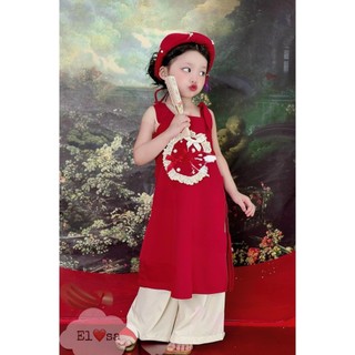Áo dài cách tân bé gái- áo dài nhung cách tân siêu xinh cho bé 1-8 tuổi