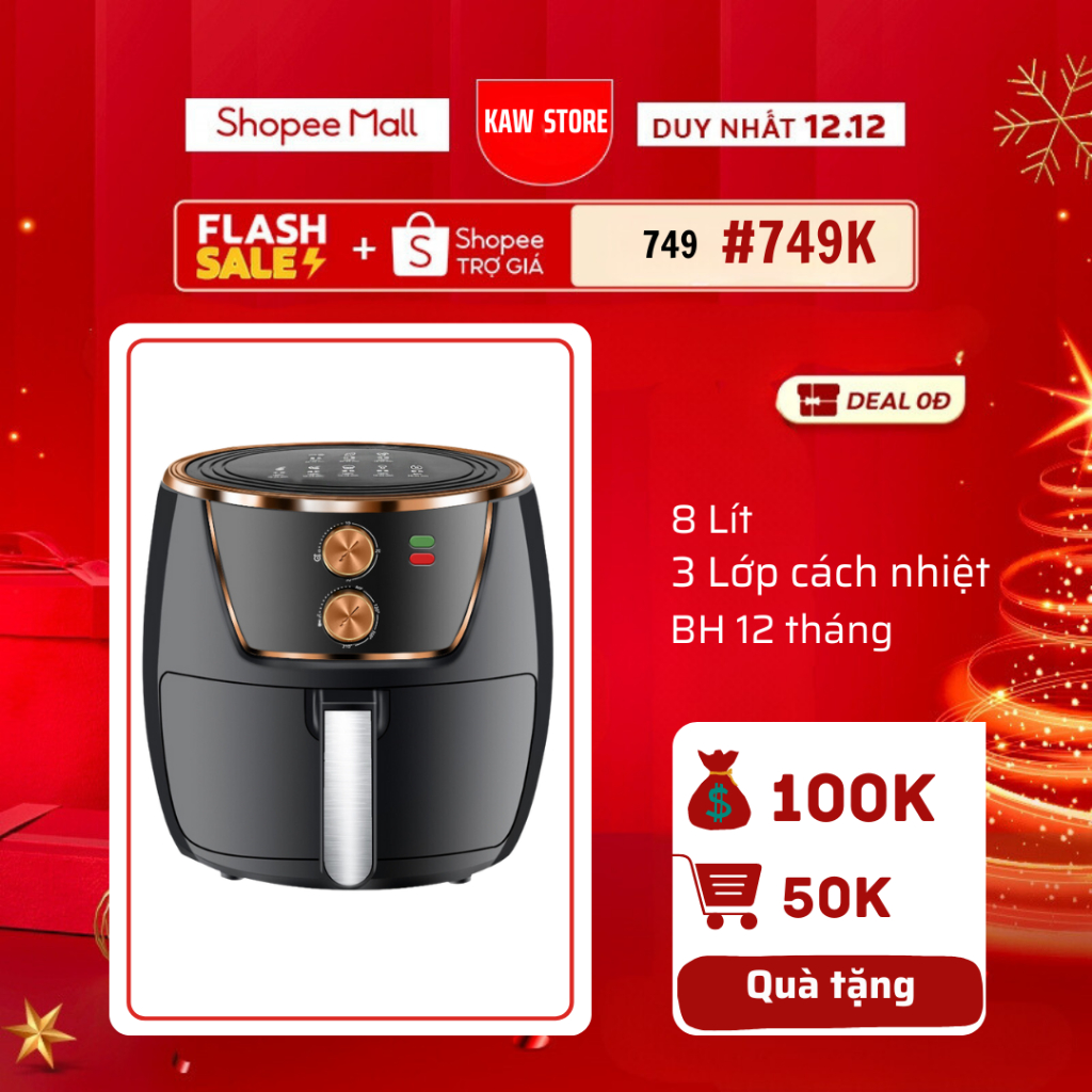 Nồi chiên không dầu KAW K8/7/6 dung tích 6-8 lít -Bảo hành chính hãng