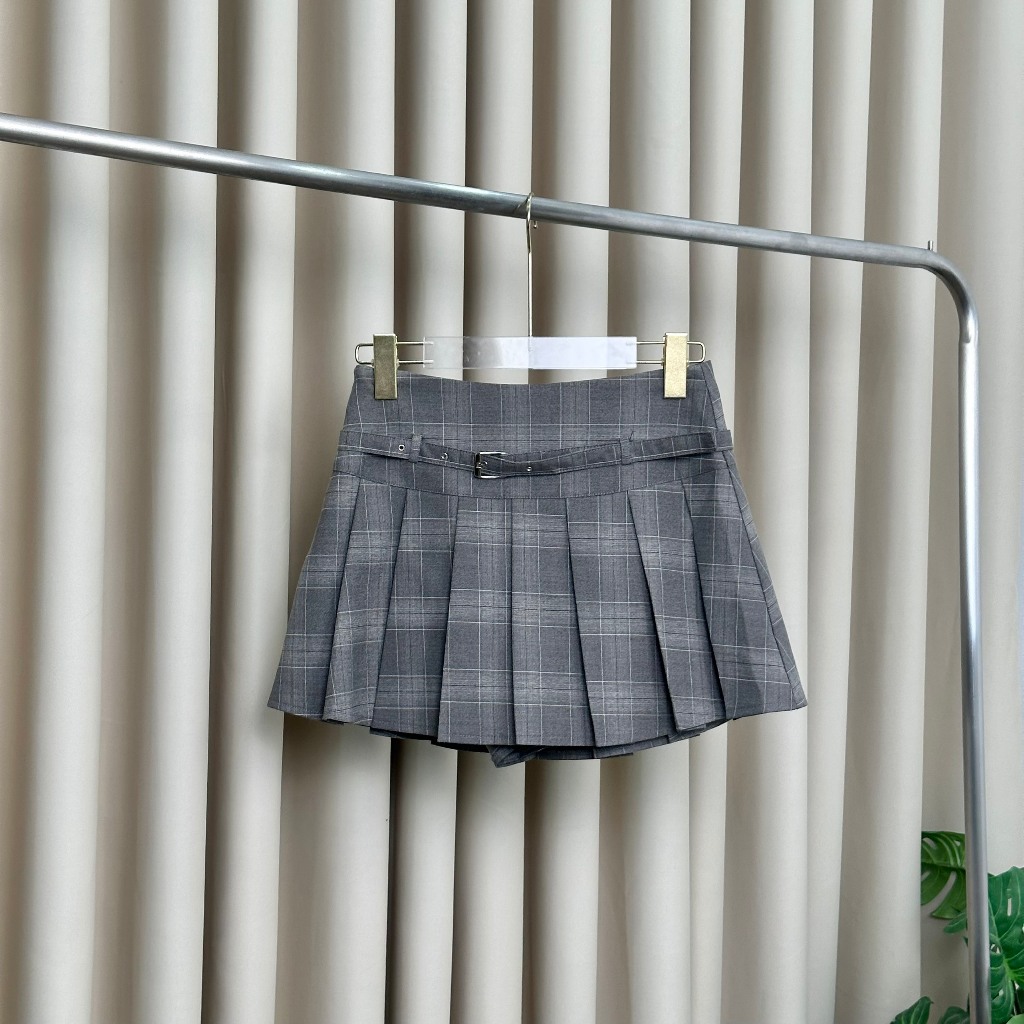 Chân váy xếp ly kèm belt caro CHECKED SKIRT