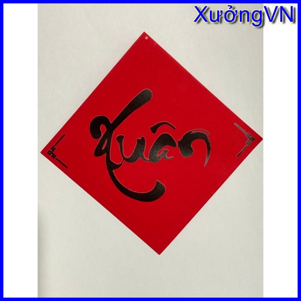 2024 - Tem Chữ  Thư Pháp Tết, Xuân, Phúc, Lộc, Thọ trang trí hình Tròn 6x6 cm , vuông Cạnh 10x10 cm