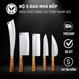 Bộ dao nhà bếp đa năng - rèn từ thép nhíp đánh trắng, dùng chặt cây, chặt xương, thái lọc thịt