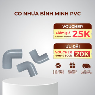 Co nhựa , co ống nước pvc bình minh 21mm, 27mm ,34mm, 42mm, 49mm, 60mm, 90mm - hàng chính hãng