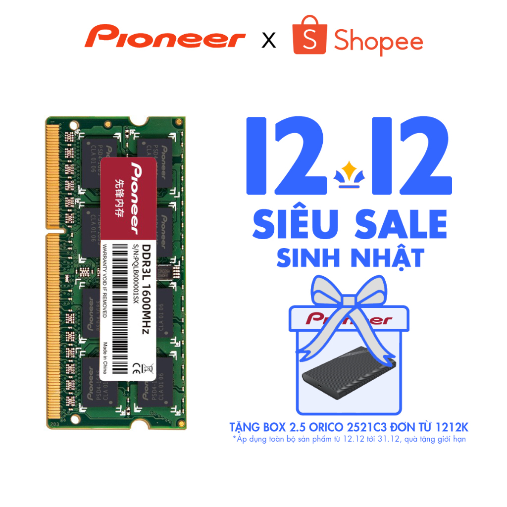 Bộ nhớ RAM Pioneer DDR3 / DDR3L 8GB 1600Mhz - Hàng Chính Hãng