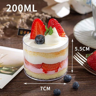  50 Cốc nhựa tròn 200ml kèm nắp đựng bánh mousse GD2017 