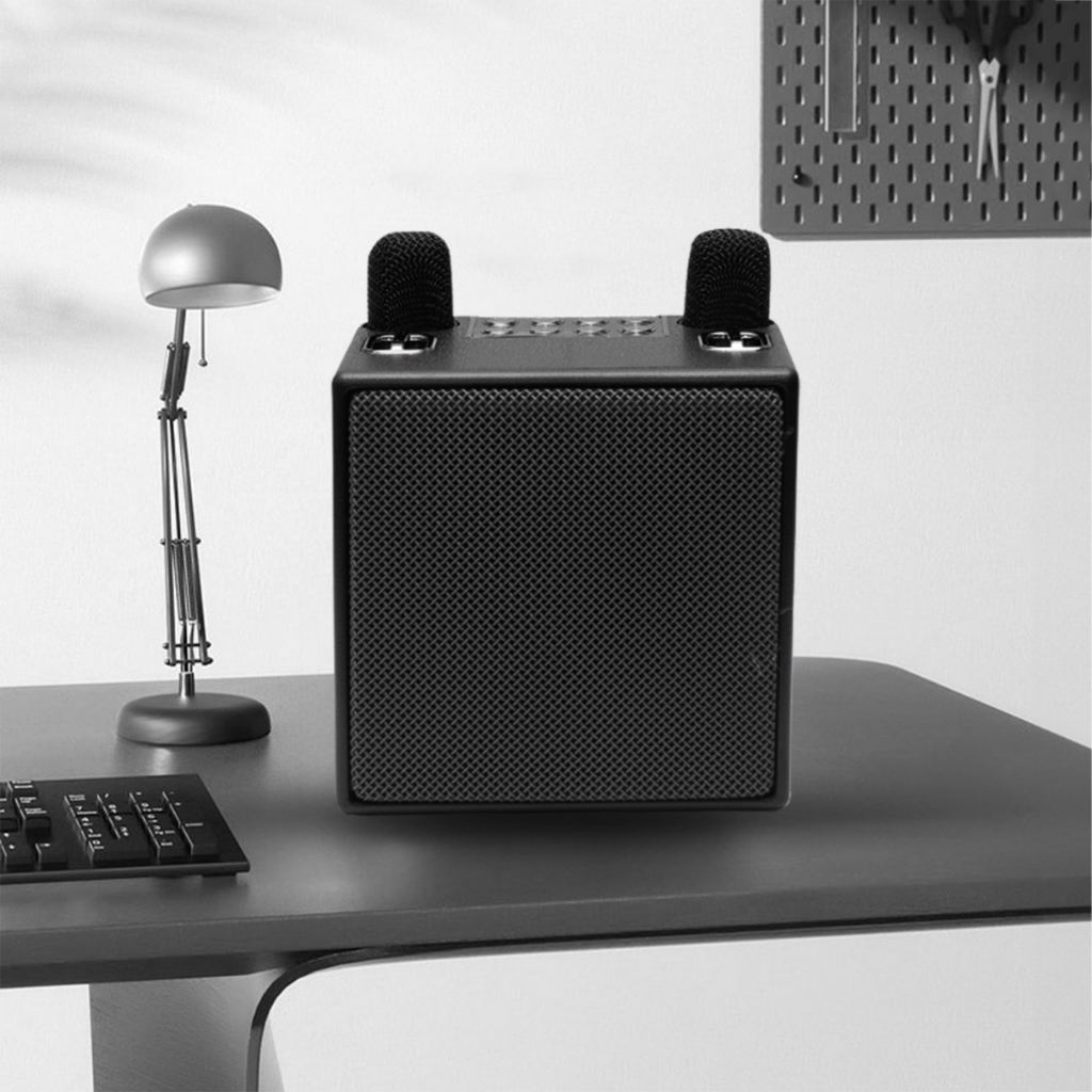 Loa bluetooth karaoke K186 kèm 2 micro không dây xách tay công xuất 20W âm thanh trầm ấm bass căng SP01 TECHHIGH