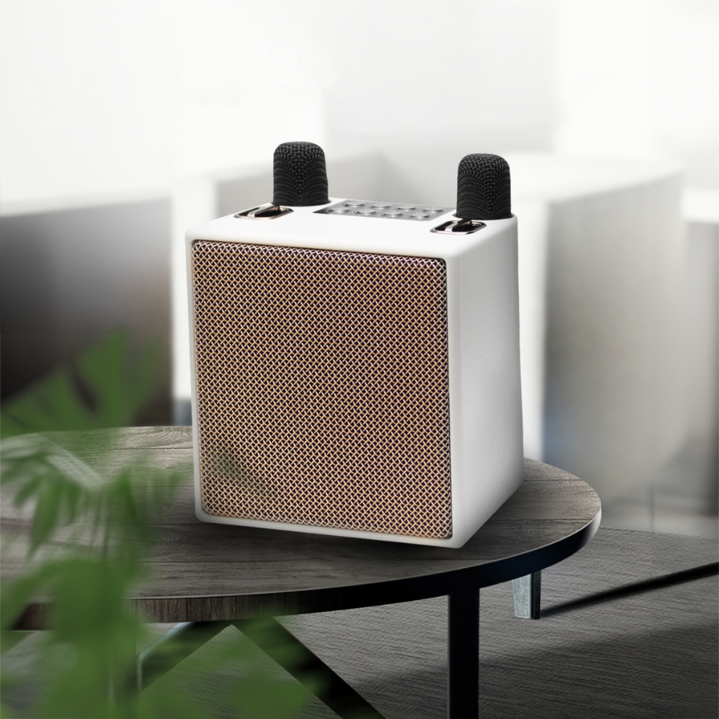 Loa bluetooth karaoke K186 kèm 2 micro không dây xách tay công xuất 20W âm thanh trầm ấm bass căng SP01 TECHHIGH