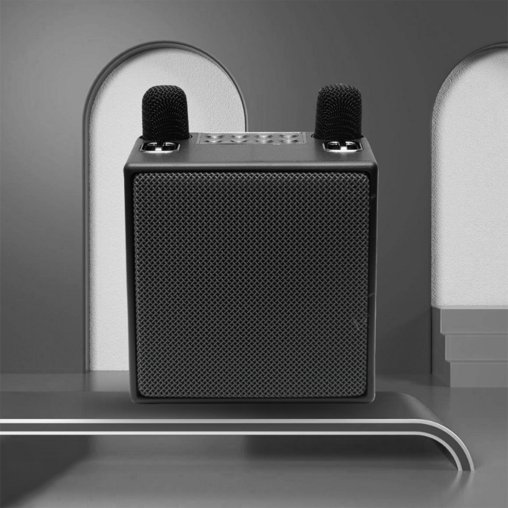 Loa bluetooth karaoke K186 kèm 2 micro không dây xách tay công xuất 20W âm thanh trầm ấm bass căng SP01 TECHHIGH